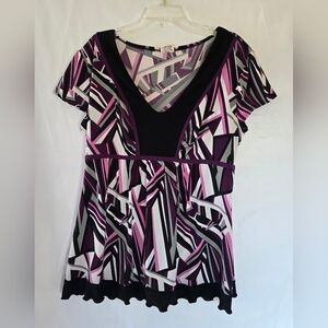 Maurices Black and Pink Geometric Blouse